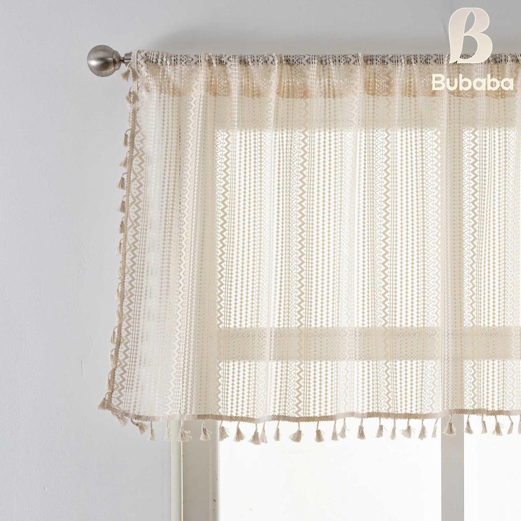 Bu Baba American Hollow Tassel Gauze Curtain for Bedroom Bay Window or Door, Finished Short Curtain.