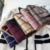 Double sided Scarf for Women in Autumn and Winter Korean Style Checkered Imitation Cashmere Neck Scarf with Edge Thickened and High End Shawl Trend
