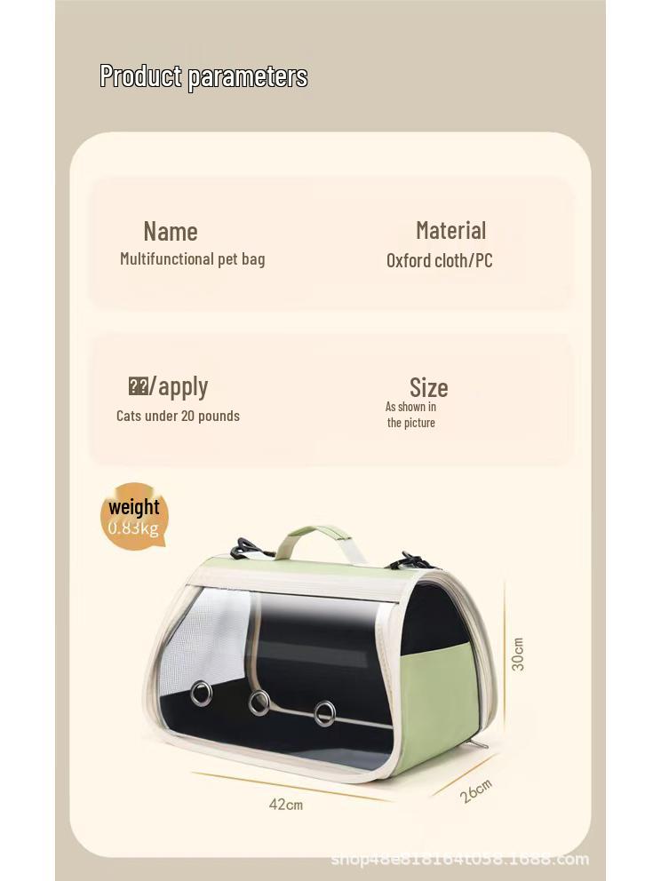 Transparent Outdoor Cat Carrier Backpack - Breathable, Panoramic View, Portable, Handheld & Shoulder Bag.