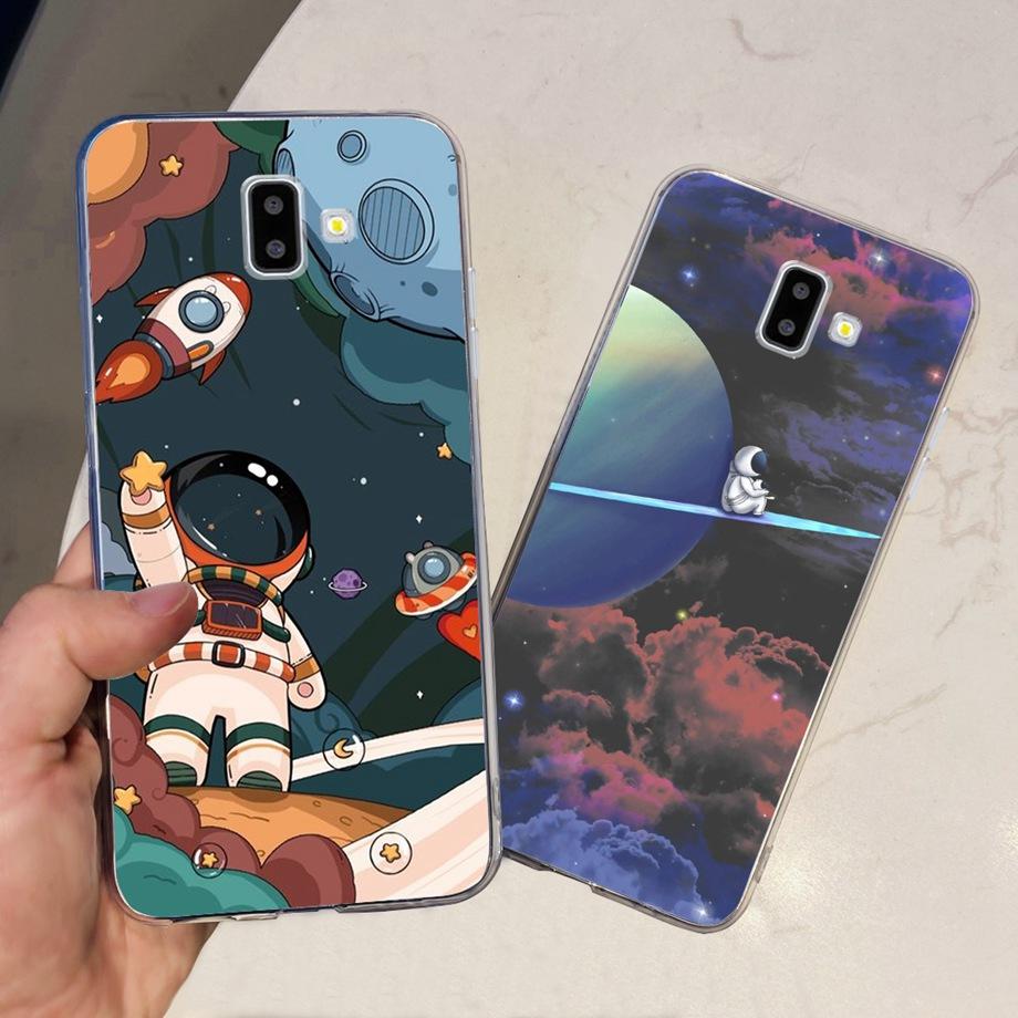 Silicone Phone Case For Samsung Galaxy J4 J6 Plus J8 2018 Oil Flower Fashion Soft Back Cover On Samsung J6 2018 J6+ J610F Case