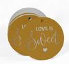 Inkdotpot 100 - Confezione da 100 etichette in carta stagnola color oro vero Love Is Sweet bomboniera da appendere