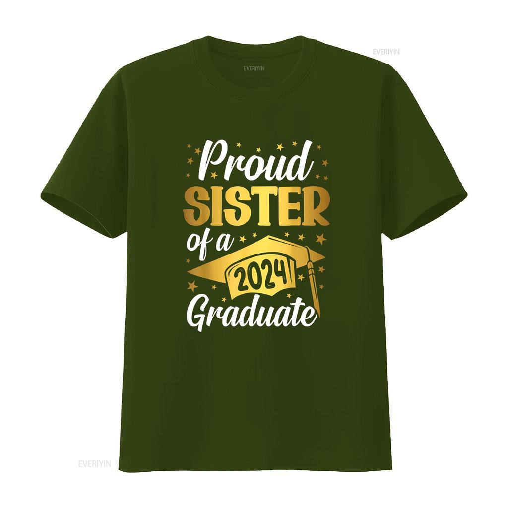 Stolze Schwester Eines Absolventen Jahrgang 2024 Abschlussklasse T-Shirt vintage Gewaschen Streetwear Top Für Den Täglichen Gebrauch Grafik Dehnbar