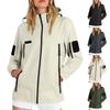 Dames effen gestreept regenjack buiten plus waterdichte regenjas met capuchon, winddicht