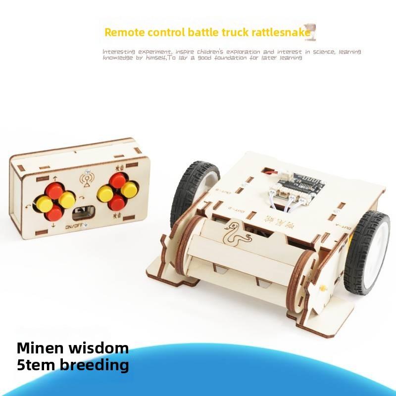 Assembled Remote Wooden Controlled Snake Combat Vehicle With Roller Toy Set