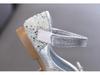 2025 Spring/Summer Korean Style Girls' Rhinestone Bow Princess Dance Leather Shoes
