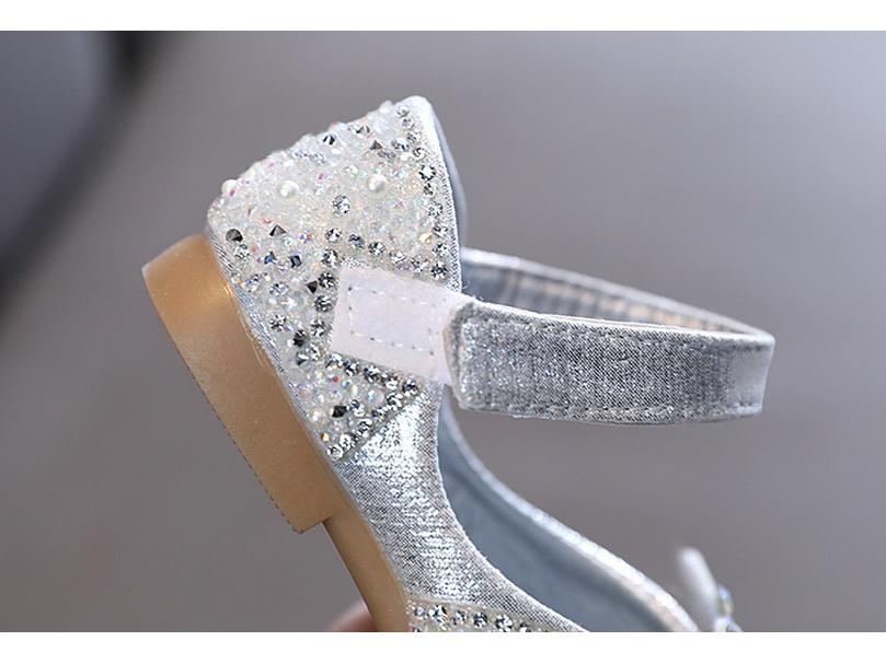 2025 Spring/Summer Korean Style Girls' Rhinestone Bow Princess Dance Leather Shoes