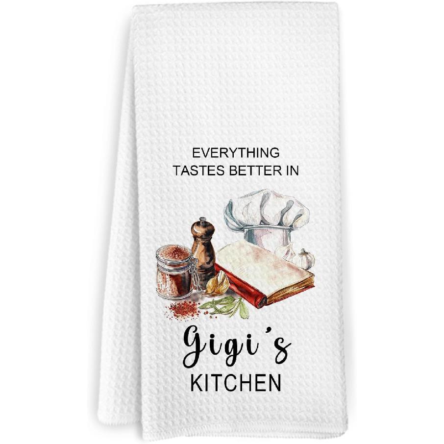 Nonna Gifts Kitchen Towels, Gifts for Nonni Grandma from Grandkids, Everything Tastes Better in Nonna's Kitchen Decorative Hand Tea Towels for