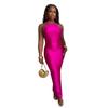 CY901991 New European and American Fashionable Slim-fit Halter Solid Color Long Dress for Women