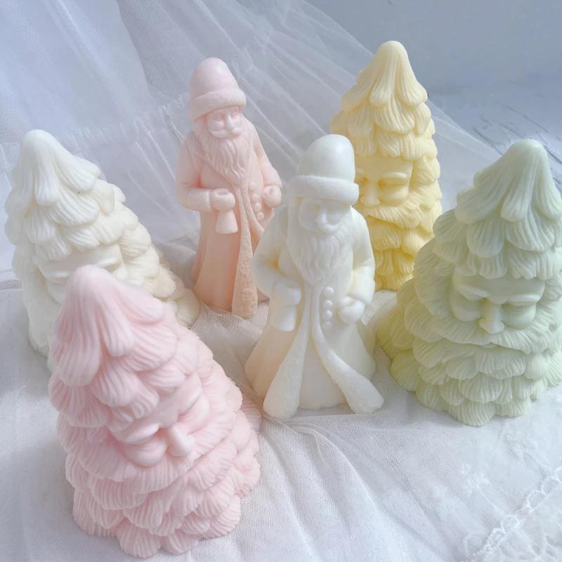 Top Quality Santa Claus Christmas Tree Candle Molds Dinner Cake Silicone Mold Soy Wax Silicone Mould Christmas Home Resin Decor