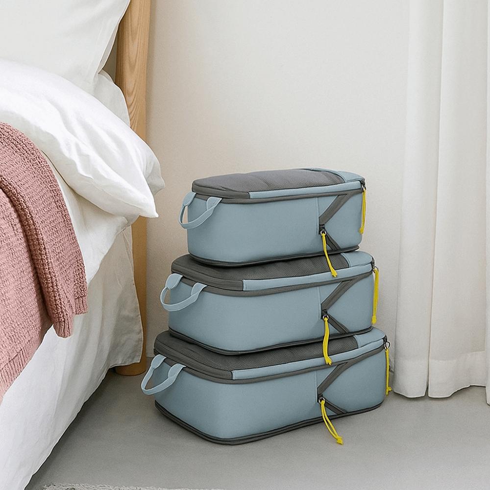 4Pcs/Set Expandable Compression Packing Cubes Oxford Fabric Clothes Storage Bag  Travel