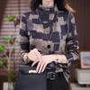 Korean Style Velvet Print Long Sleeve Tummy-Concealing Sweater - Fashionable, Age-Reducing, and Warm Mother's Outfit