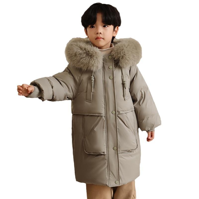 Boys' Down Jackets, Girls' Medium-length Thickened Coats, and Winter Children's Cotton-padded Clothes