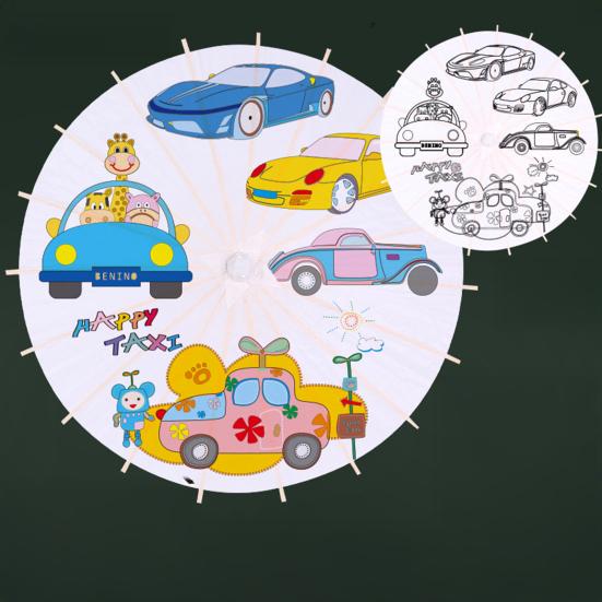 DIY Coloring Paper Umbrella with Bamboo Handle Handmade Chinese Oiled Paper Umbrella White Paper Umbrella Japanese Parasol Decoration