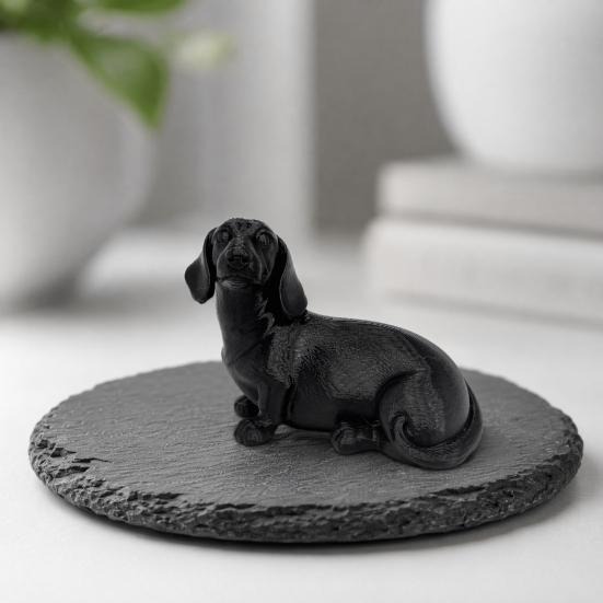 Yangyizhi 3D Printed Dachshund Sculpture, Miniature Dog Figurine, Matte Finish Statue, Artistic Pet Memorial Gift