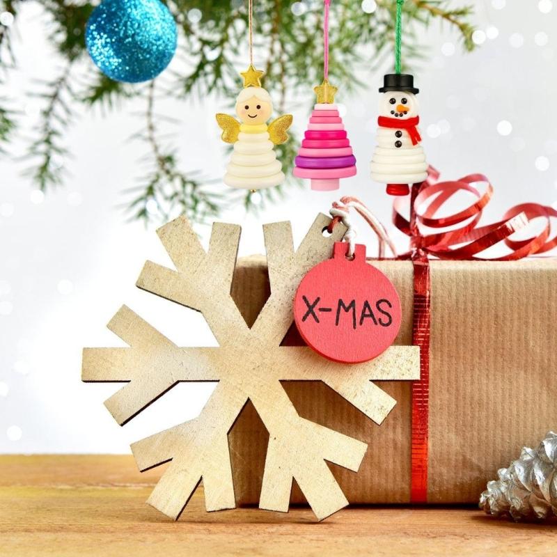 Festival Craft Buttons Santa Snowman Angelic Christmas Tree Decorations Plastic Materials Portable Handmade Projects