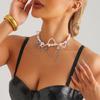 Auffällige Perlenkette Stern-Halskette Mädchen Einfacher Imitationsperlen-Choker