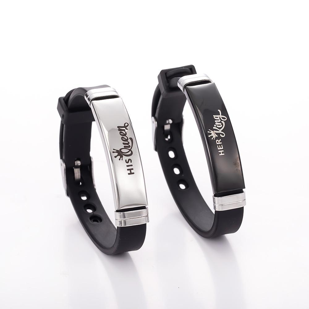 European & American Adjustable Silicone Crown Couple Bracelets - QUEEN & KING Design
