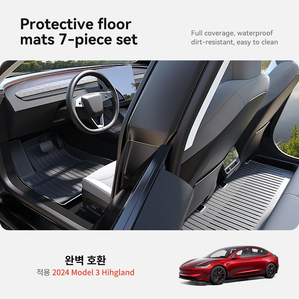AMM1 YZ For Tesla 2024-2026 Highland Model 3 Whole TPE Floor Mats Waterproof Anti-Slip Mat Foot Pads Rear Trunk Mat Car Accessorie