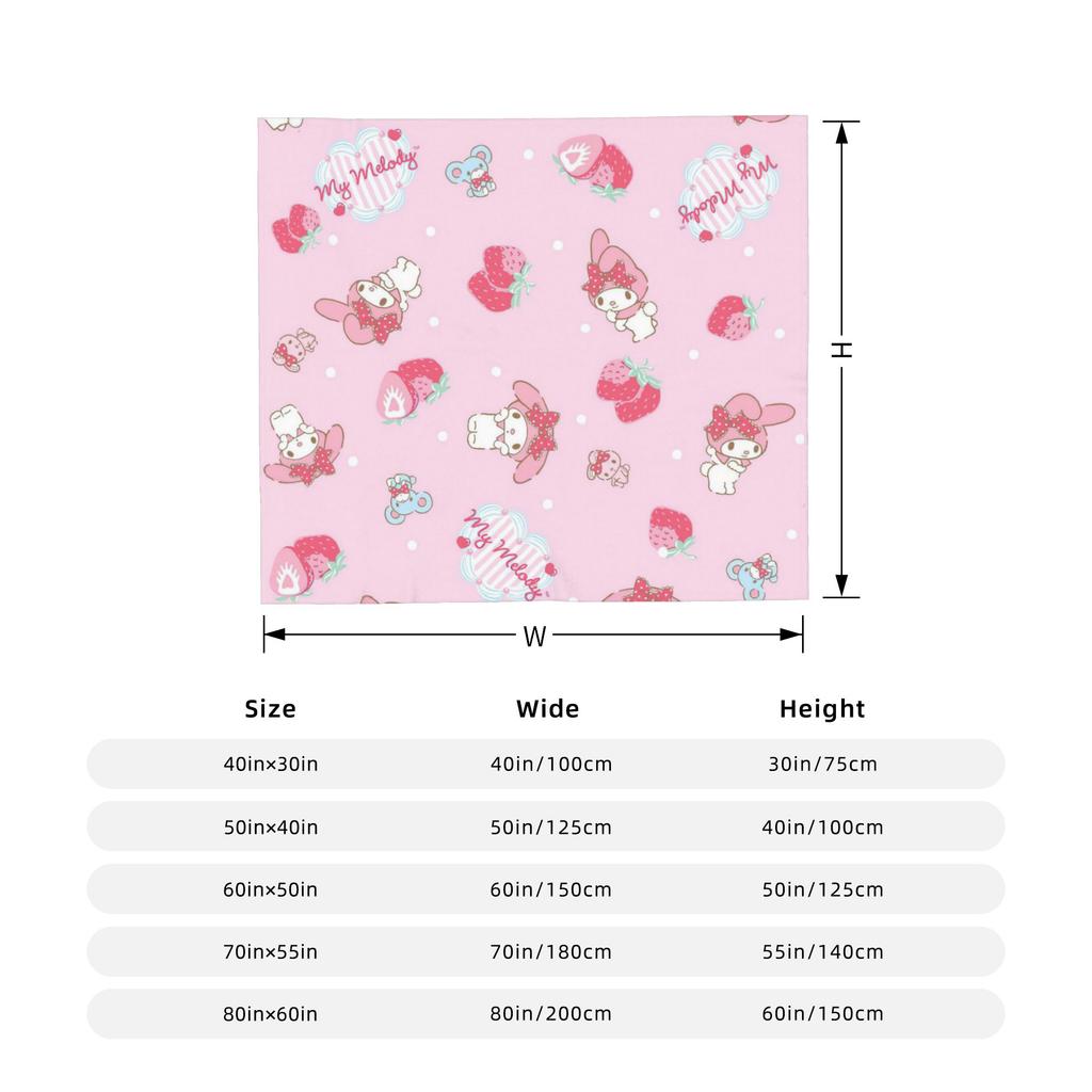 My Melody Kawaii Flannel Throw Blanket Blanket for Bed Bedroom Ultra-Soft Bedding Throws