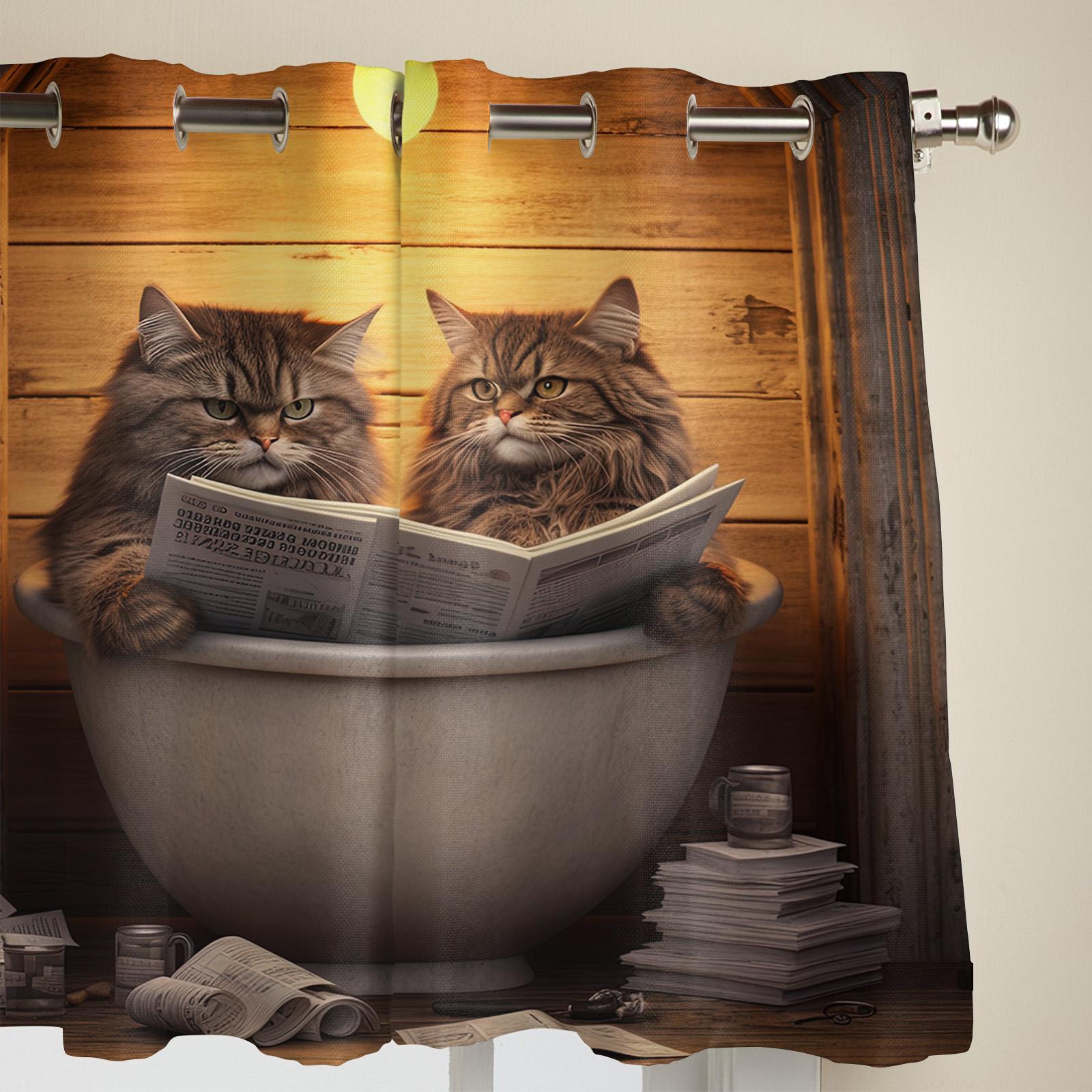 Кошка Газета Шторы для ванной для спальни гостиной оконные шторы жалюзи кухня домашний — фото 4