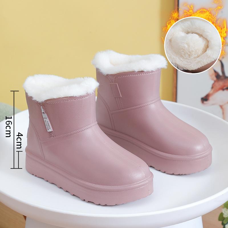 Winter Waterproof Women's Snow Boots Round Toe Platform Ladies Shoes Plush Padded Footwear