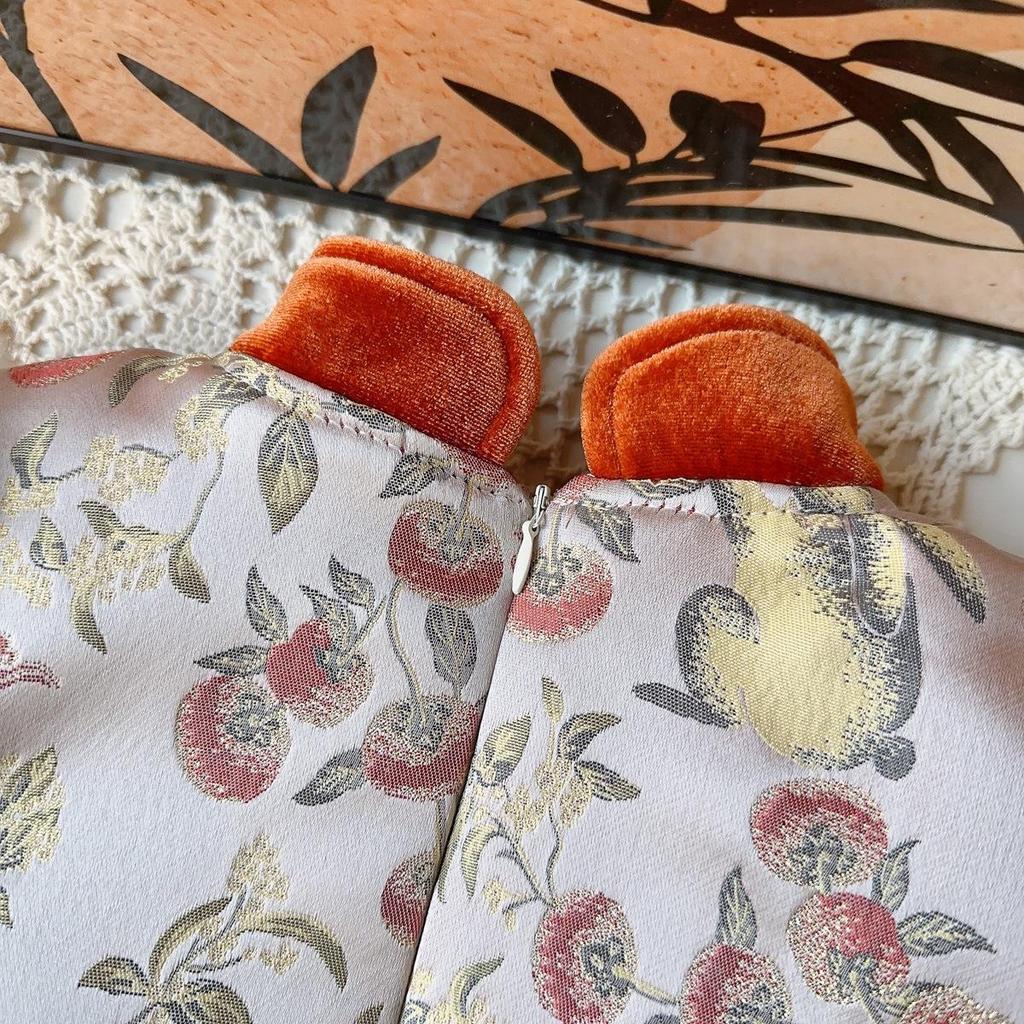 Girls’ Winter Chinese-Style Thickened Frog Button Outfit - Long Pants Two-Piece Set AWB122