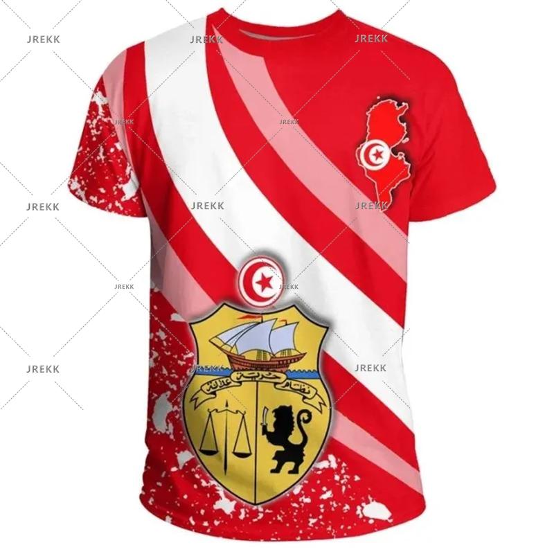 

Tunisia National T-shirt For Men s Clothing Red Theme Print O Neck Short Sleeve T-shirts 2025 Summer Men Casual Sport Tee Top 6XL