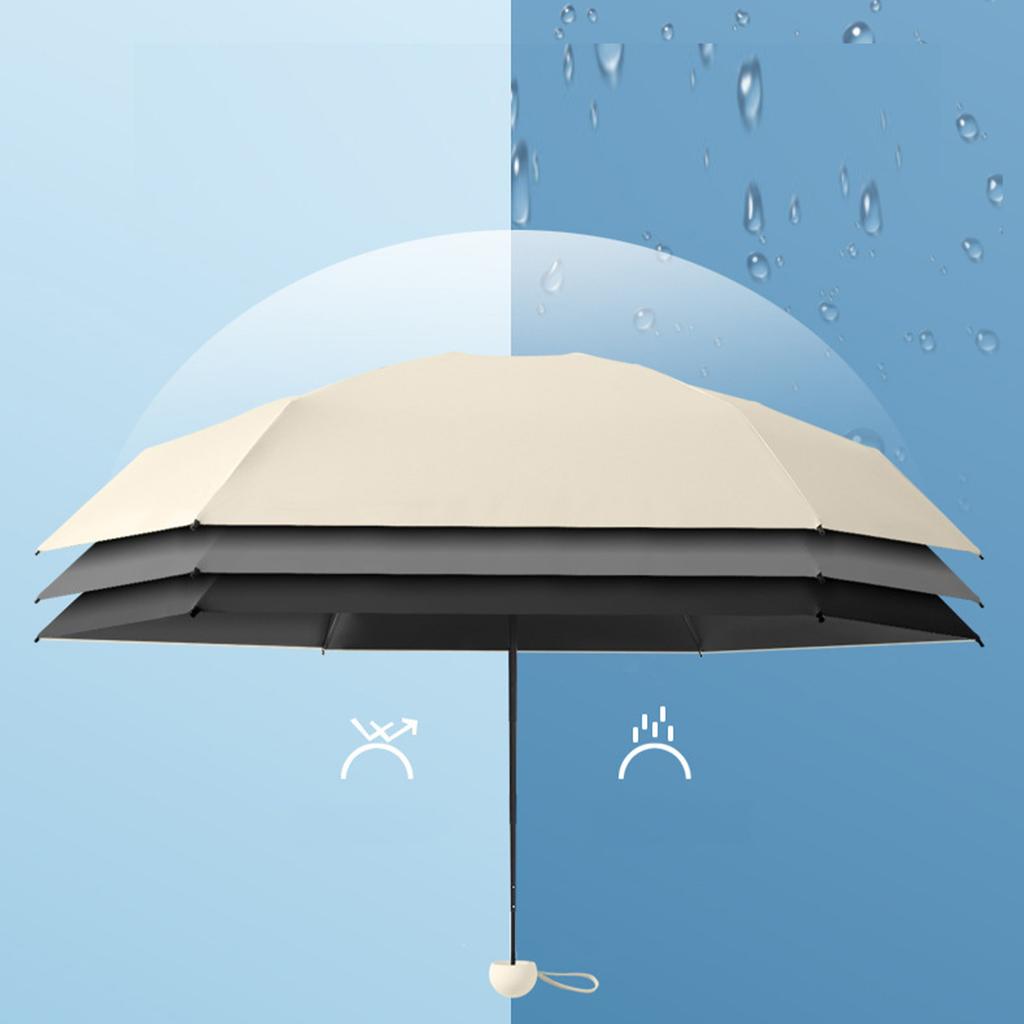 Sun Rain Folding Umbrella 5 Folding 6 Ribs Vinyl Mini Foldable UV Blocking Umbrella for Travel