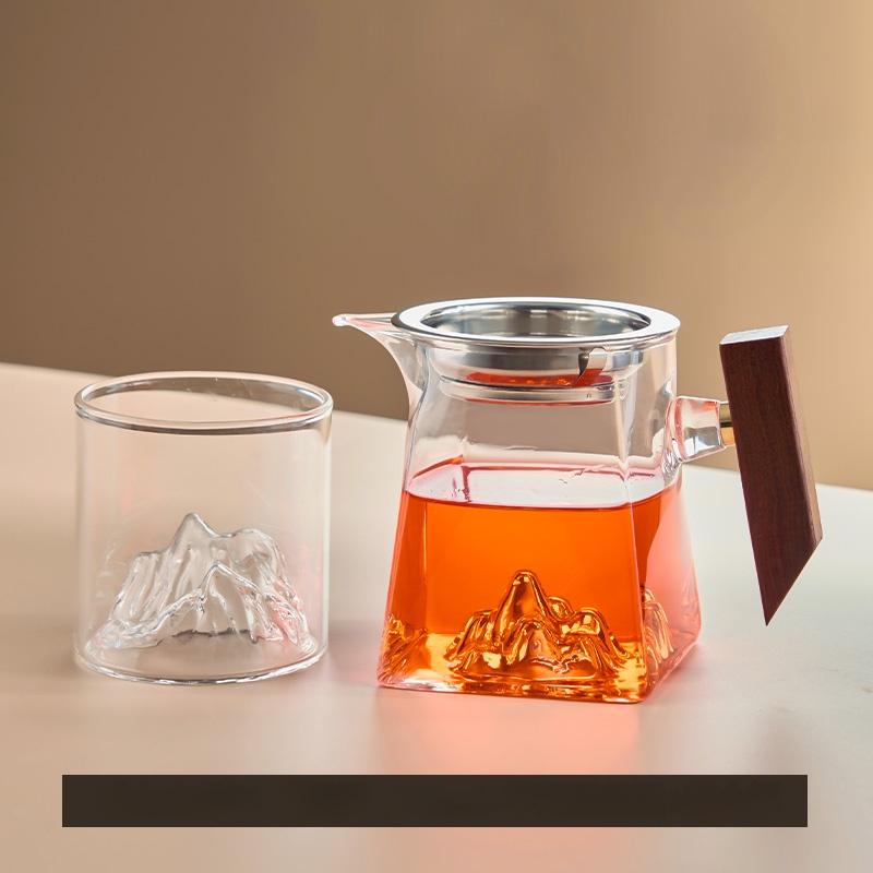 Tea Cup 350ml Pyrex Tea Set Accessories Chinese Kung Fu Cup With Handle Fair Cup Handmade Teapot Filter Tea Set