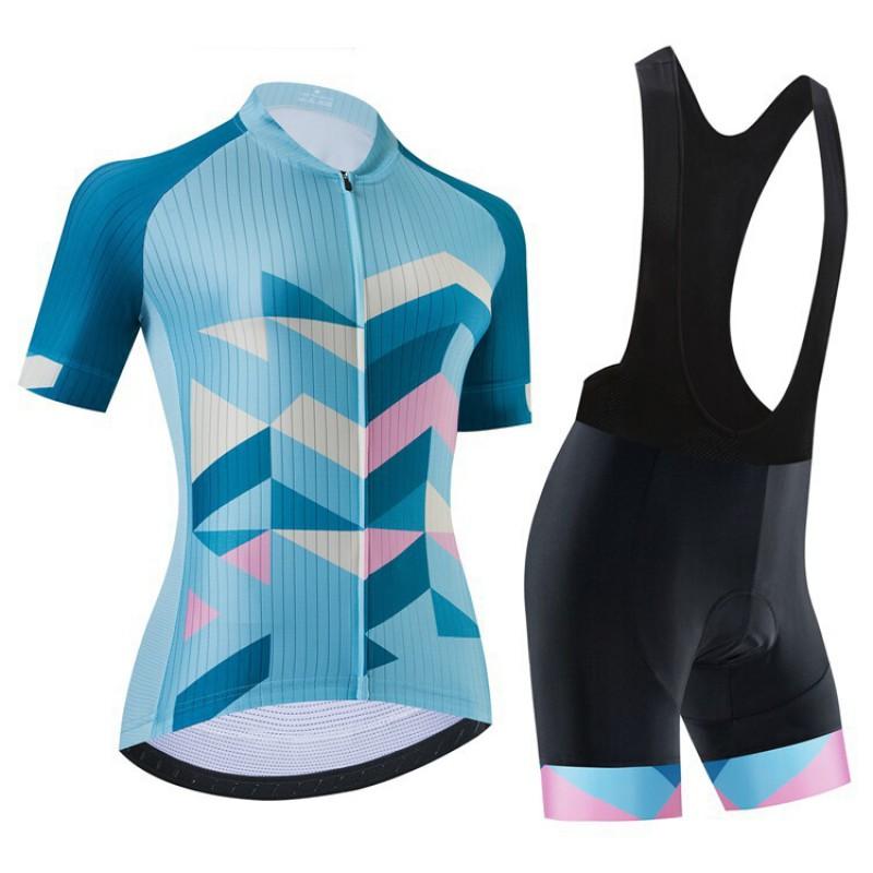 Womens Cycling Jersey Bib Shorts Set Short Sleeve Road Bike Outfit Breathable Quick Dry Performance Wear