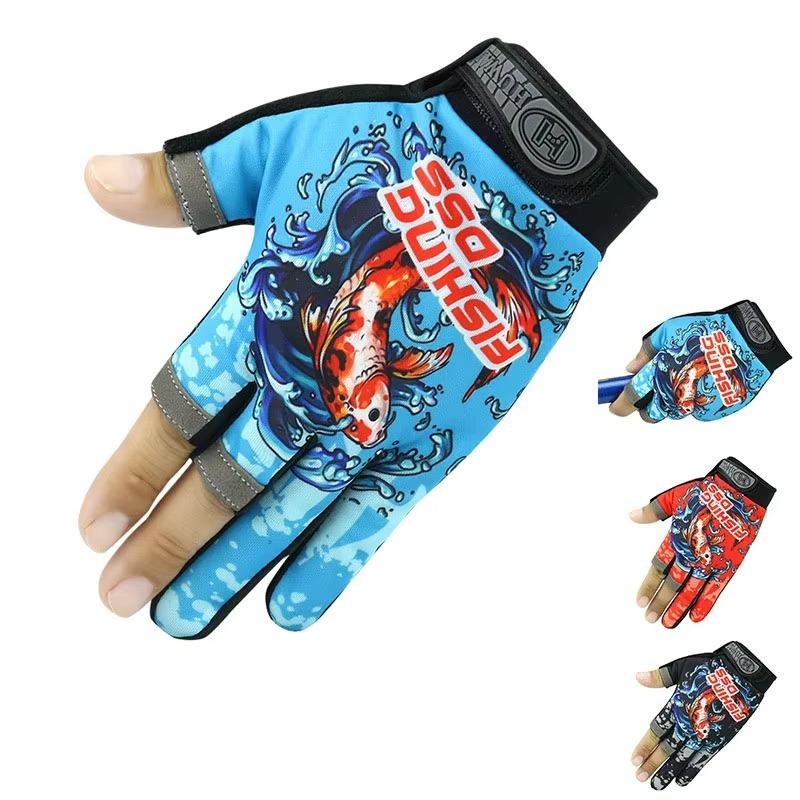 Fischerhandschuhe Herren und Damen Outdoor-Nutzung Fischereischutz Anti-Rutsch 3-Finger-Schnitt Aktives Fischereigerät Angelhandschuhe