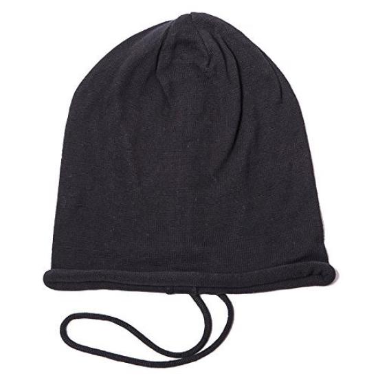 Basic Enchi Solid Strings Knit One Size Fits and Black Cap, Oversized, Thin, Most, Women's Men's,