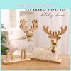Christmas Tabletop Reindeer Ornament Wooden Silver Stand Holiday Home Decor