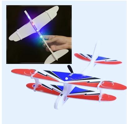 Electric Foam Aircraft Charging Hand Throwing Slow Flying Biplane Glider Outdoor Children'S Toys Hand Assembled Flight Model