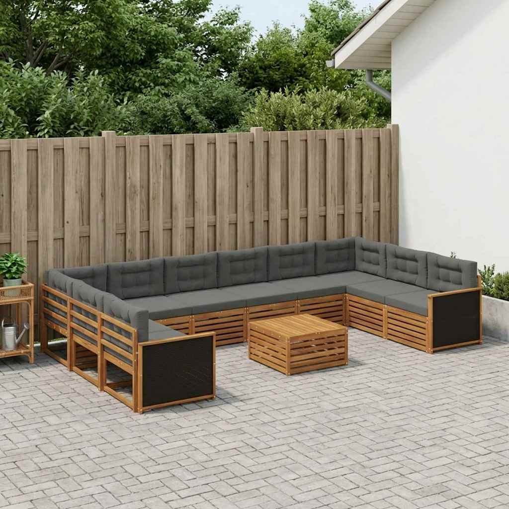 Outdoor Sofa Set with Cushions 11 pcs Solid Acacia Wood