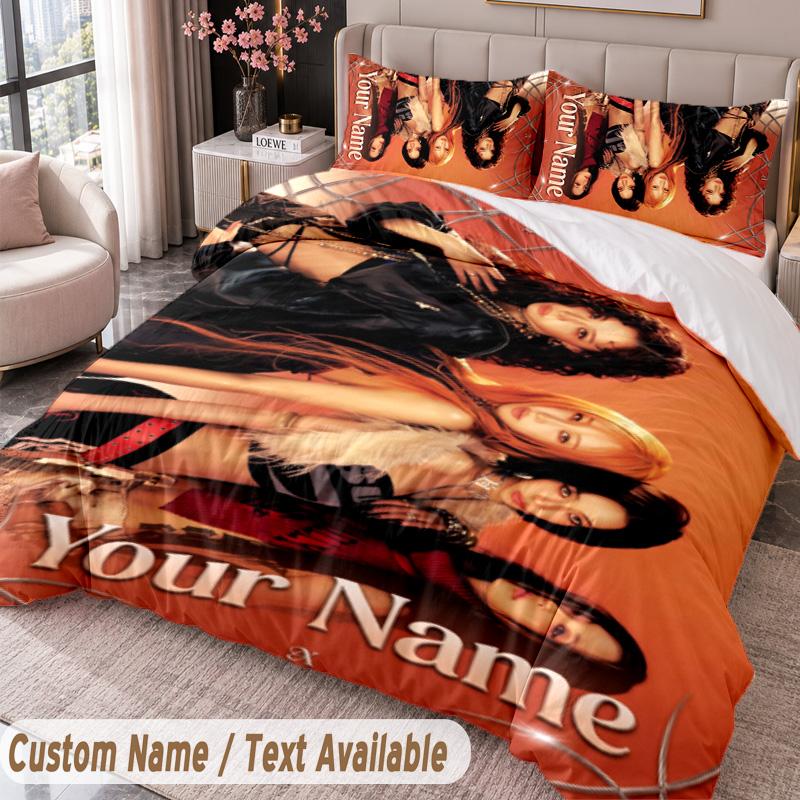 Custom Name Text 3Pcs Bedding Set Aespa Duvet Cover And Two Pillowcases