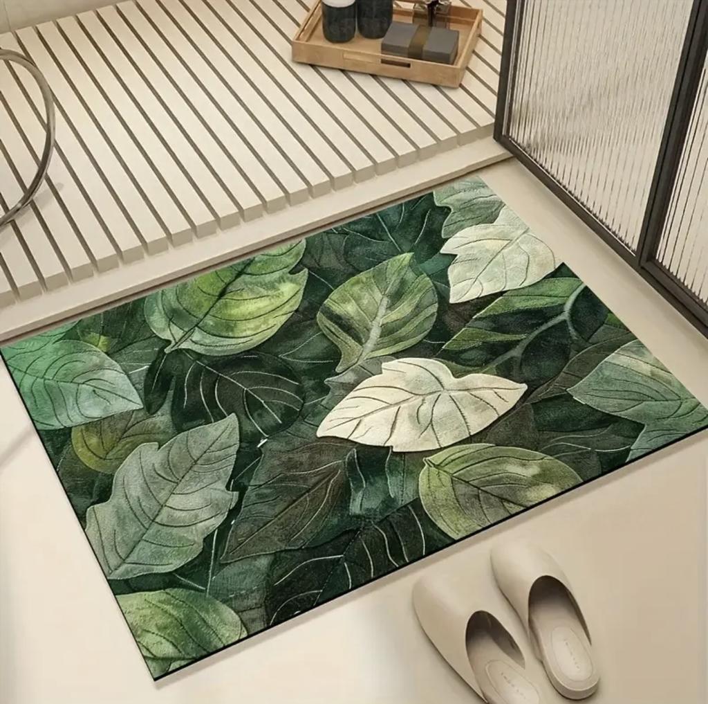 Visual Three-dimensional Green Plant Floor Mat Bathroom Kitchen Anti Slip Absorbent Floor Mat Entrance Door Carpet