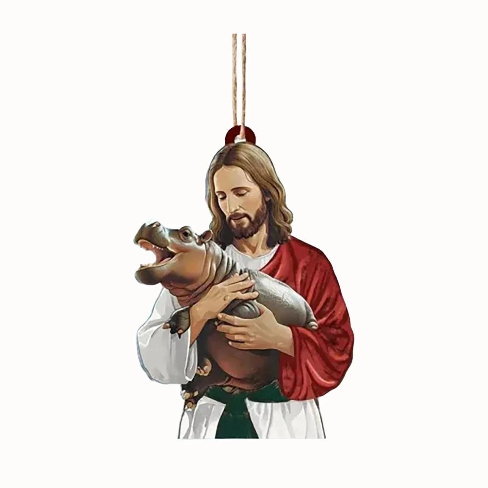 

2D Moo Deng Hanging Decoration Pygmy Hippopotamus Ornaments New Xmas Tree Pendant Type H