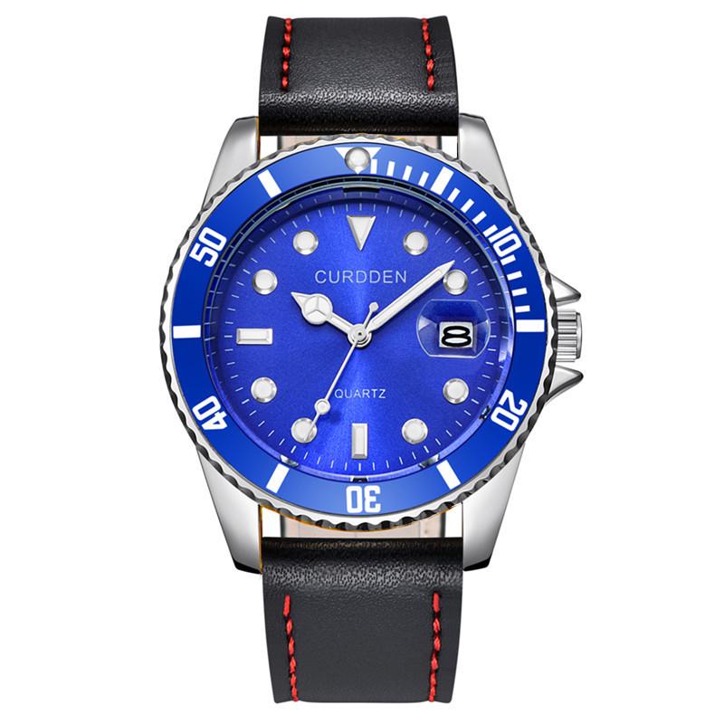 Men's Fashion Quartz Watch with Calendar, Simple Leather Strap, Student Design