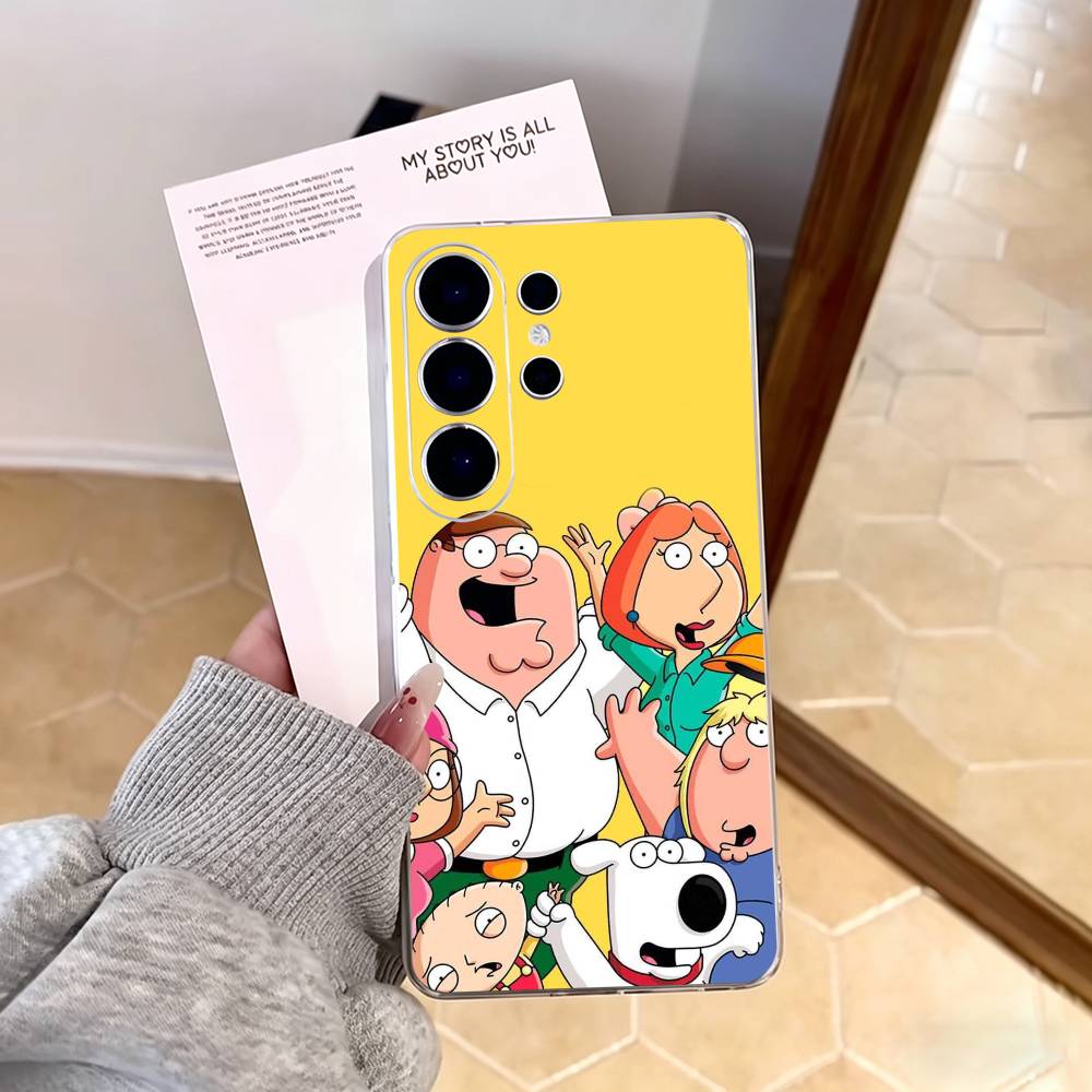 F-Family Funny Guy Phone Case For Samsung S25,S24,S21,S22,S23,S30,Ultra,S20,Plus,Fe,Note,10,9,5G Transparent Cover