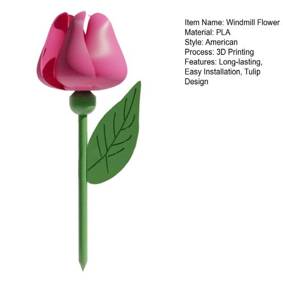 Tulip Wind Spinner Garden Decor Windmill Flower Outdoor Pinwheel Tulip with Spike for Yard Garden Flower Beds