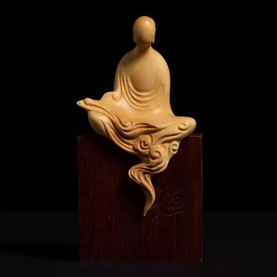 Huangyang Wood ,Chinese Zen Style, Formless Buddha,carving Crafts, Creative Solid Wood, Exquisite Buddha Statue Ornaments