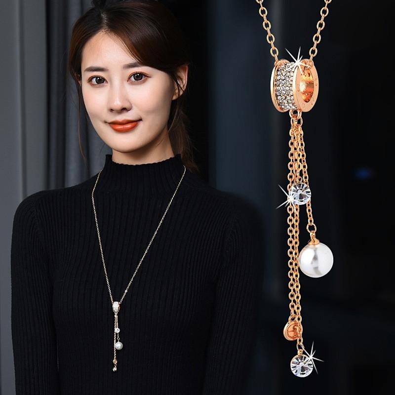 Sweater Fashionable Long Necklace For Women In Silver And Gold With Elegant Tassels For Occasion Any