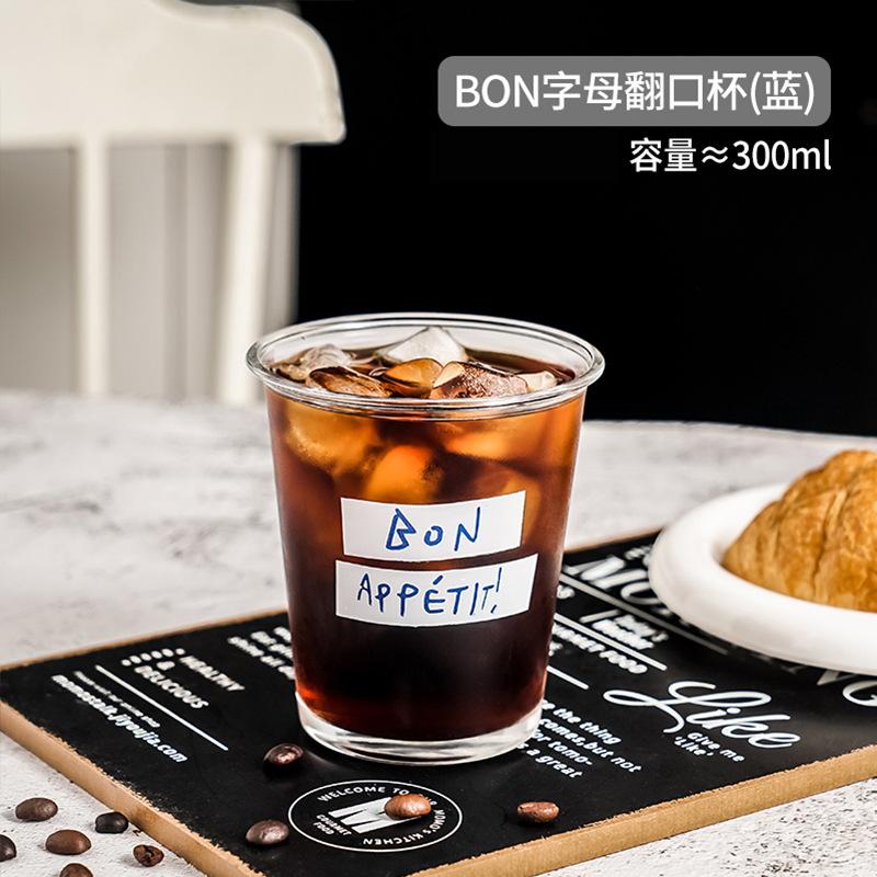 Roll Mouth Coffee Cup Wind High Value Water Cup Glass Simple Cold Cup Milk Tea Cup Transparent Cup
