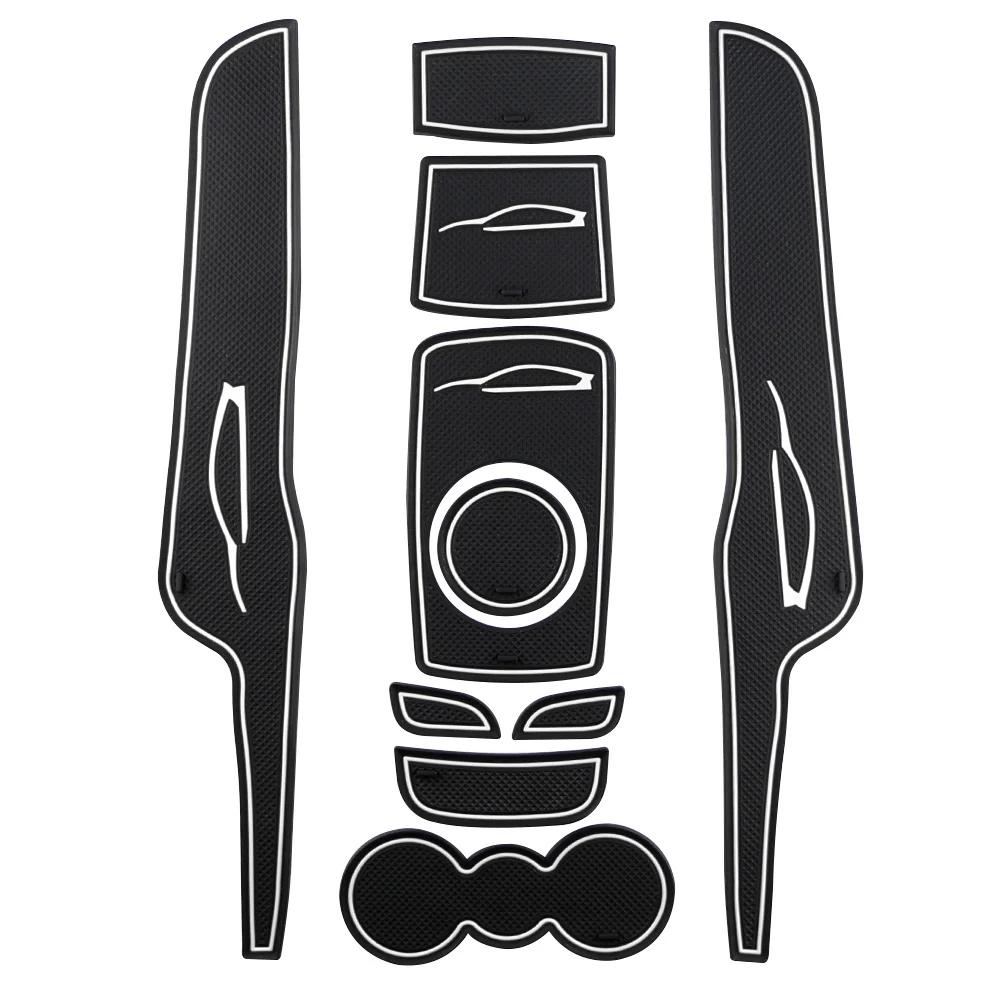 For Ford Fiesta MK7 2009 - 2015 Door Groove Mat Anti Slip Door Mats Water Cup Mats 10Pcs Slot Pad Interior Accessories