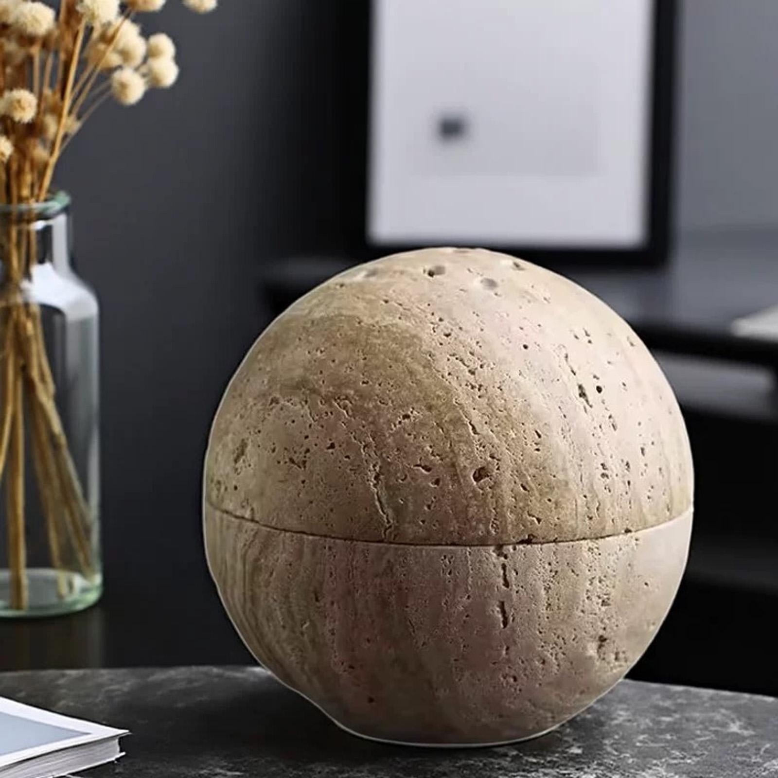 Travertine Marble Incense Burner Textured Spherical