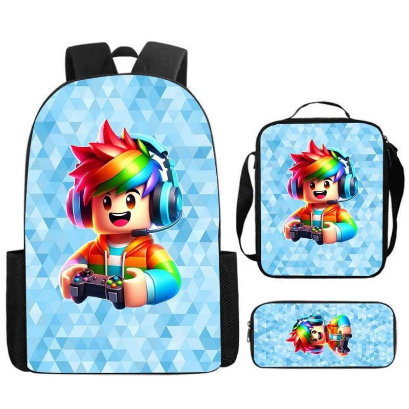 ROBLOX Themed Kids Backpack School Lightweight Durable Oxford Fabric Bag With Padded Straps Cartoon Print Grades 1-9