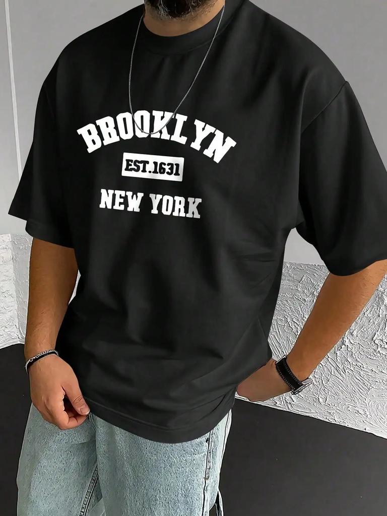 Herren Brooklyn New York Grafik-T-Shirt Lässiges Rundhals-Kurzarm-T-Shirt Mit BROOKLYN EST1631 NEW YORK Aufdruck