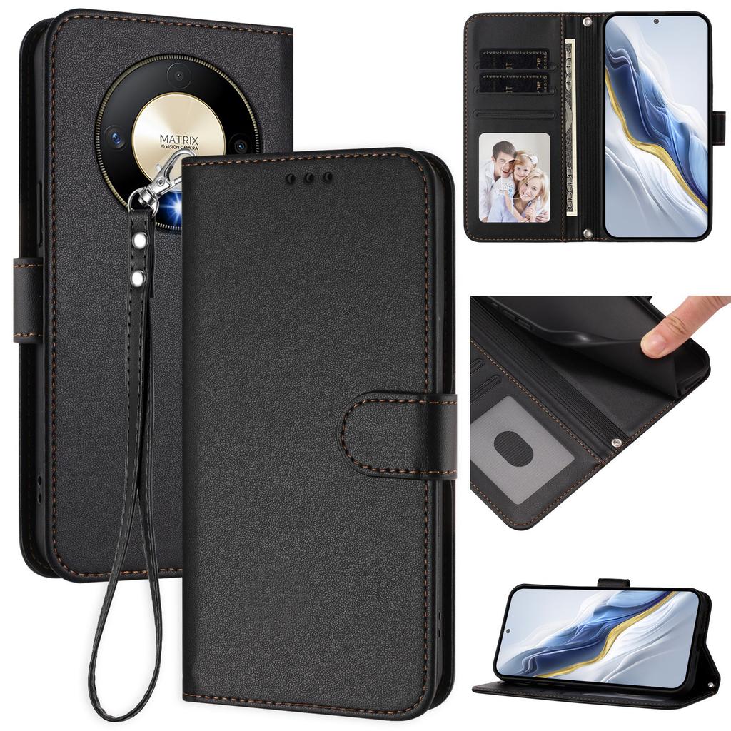 For Honor Magic6 Lite 5G/Honor X9b 5G Leather Case Wallet Stand Phone Cover with Wrist Strap