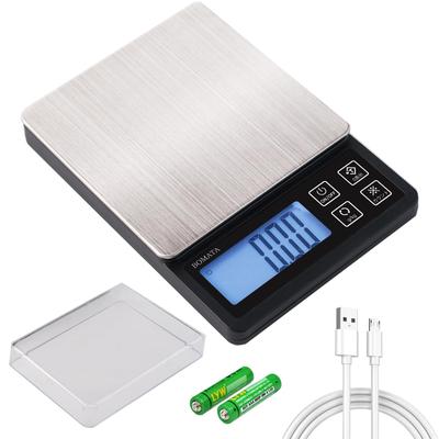 BOMATA Digital Kitchen Maximum Weighing Capacity USB Counting Stainless Weighing Measurement B604C Scale, 0.01g Units, 600g, Rechargeable, Compact,
